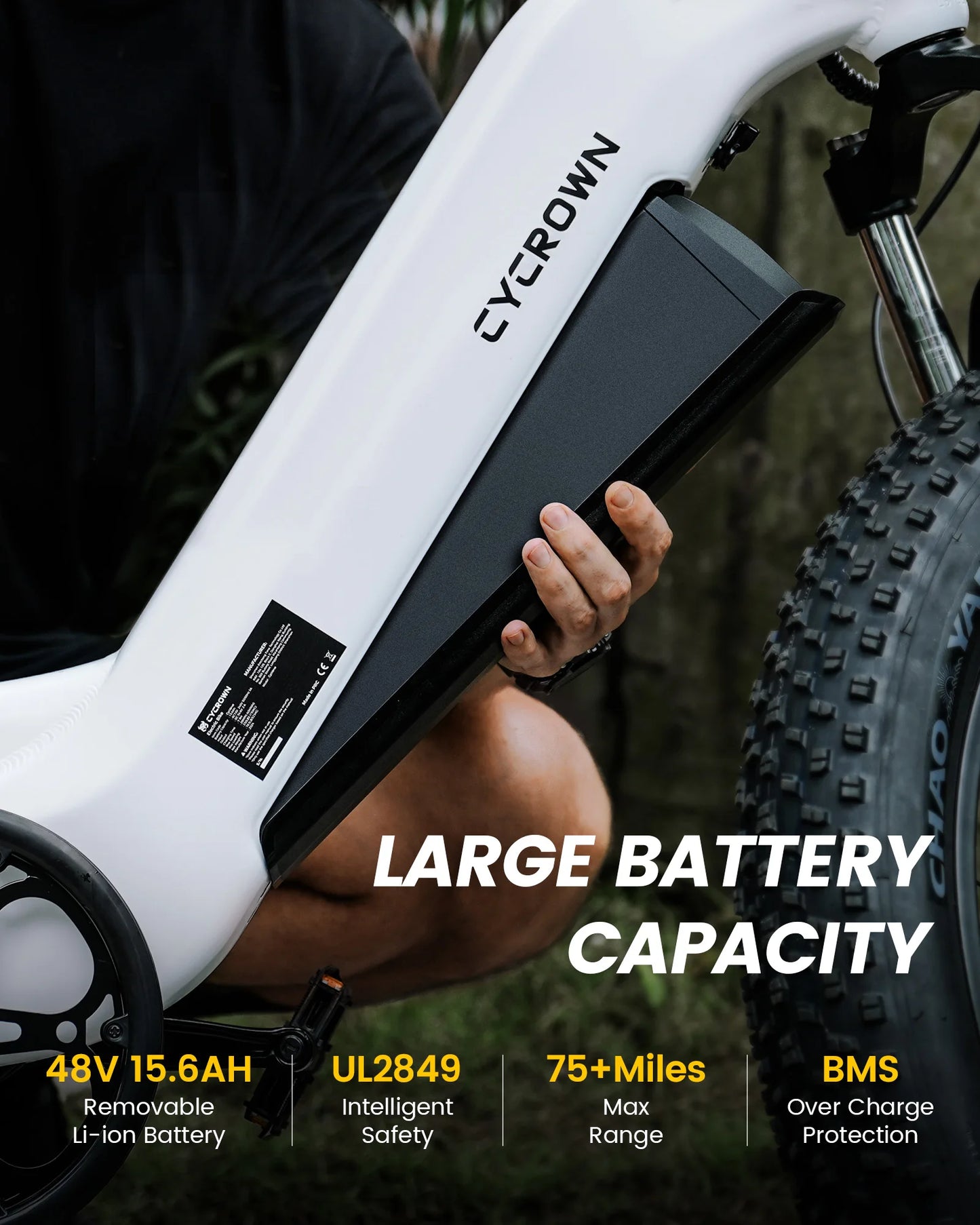 Electric Bike For Adults CYCROWN CYCVEVRE 26x4" 1000W Motor Top Speed 28Mph 48V 15.6AH Range 60Miles Max Load 330Ibs New