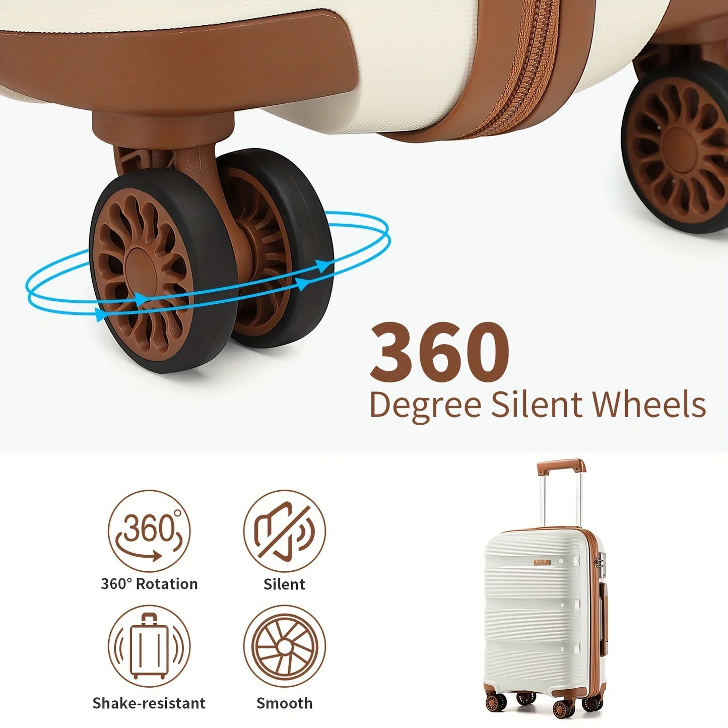 Kono 20" Lightweight Hardshell Luggage Set - Cabin Carry-On with Travel & Toiletry Bags