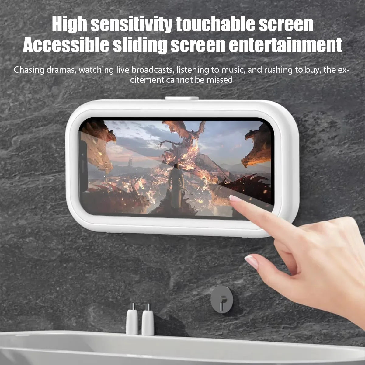New Waterproof Bathroom Phone Wall Mount Holder Adjustable Shower Phone Case Stick on Wall Bathroom Toilet Phone Holder