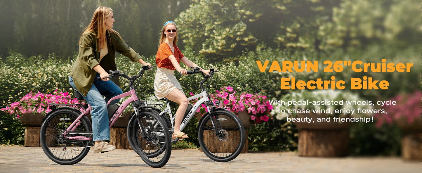 VARUN CITY CRUISER Electric Bicycle 500W Motor Adult E-Bike 48V 7.8AH Battery Women Electric Bike 26 lnch Tire Mountain E-Bike