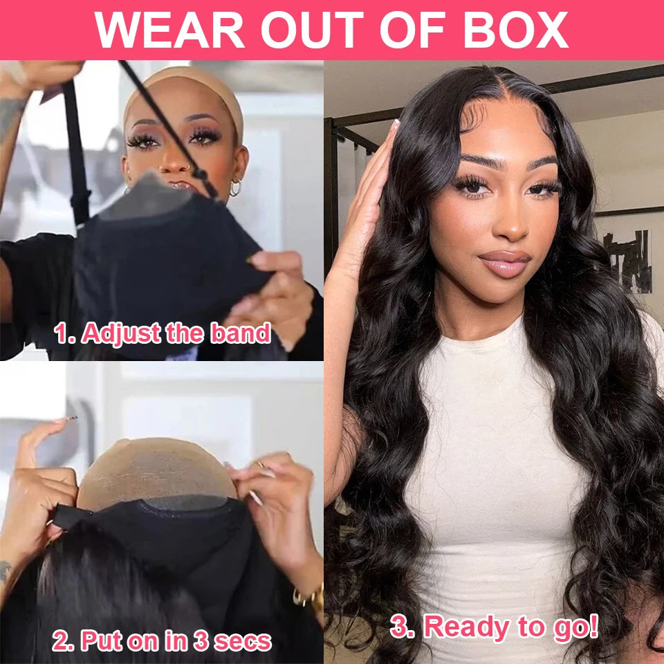 6x4 Pre Cut Glueless Wig Human Hair Ready To Wear And Go Preplucked Body Wave 13x6 HD Lace Frontal Human Hair Wigs For Women 200