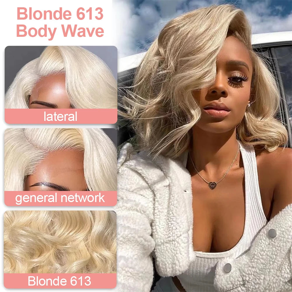 613 Blonde Lace Front Wig Human Hair Body Wave 13X6 Hd Lace Frontal Wig Short Bob Lace Front Human Hair Wig Hd Lace Wig 16 Inch
