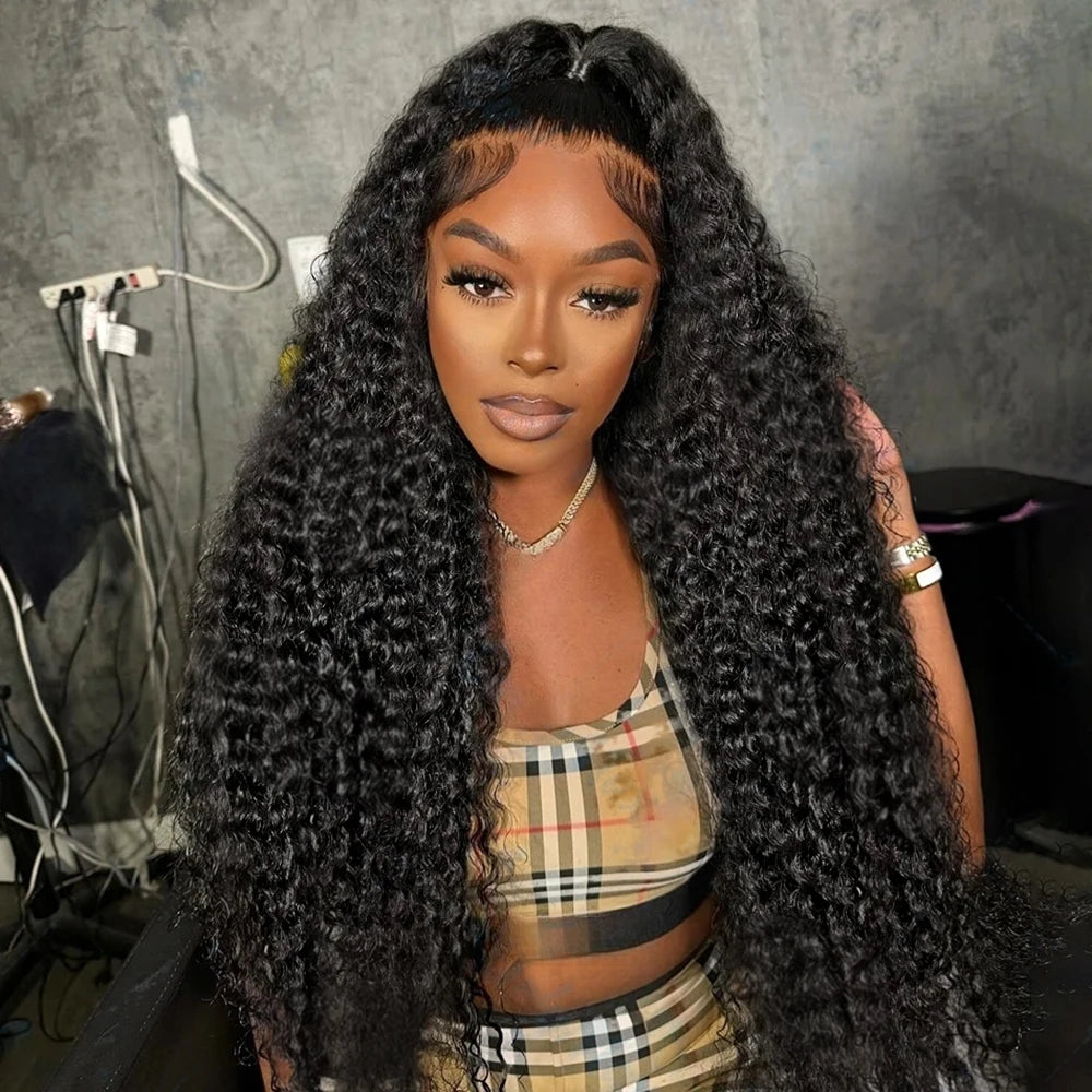 46 Inch Curly Wigs Deep Wave Human Hair 13x6 Lace Frontal Wigs 300% Density Glueless Wigs Human Hair 13x4 360 HD Lace Front Wigs