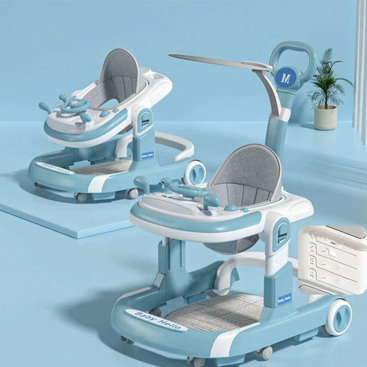 2 In 1 Baby Walker Toddler Baby Push Walker Removable Feeding Tray And Music Tray Foldable Walker Child Handcart Anti Rollover
