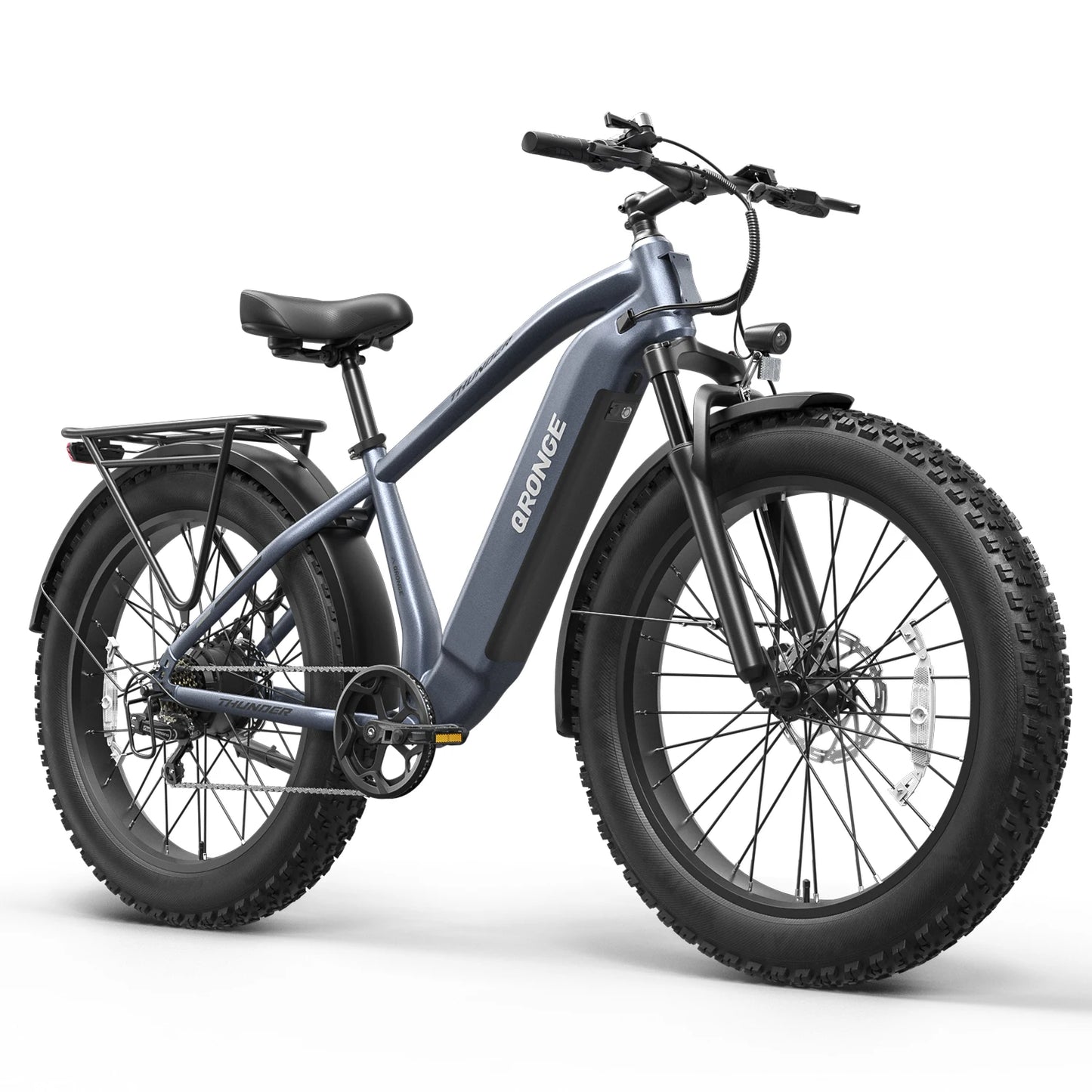 QRONGE Thunder Electric Bike for Adults 1800W Peak 48V 15AH Battery E bike 28MPH(PAS Mode) Electric Bicycles 26" Fat Tire E-Bike