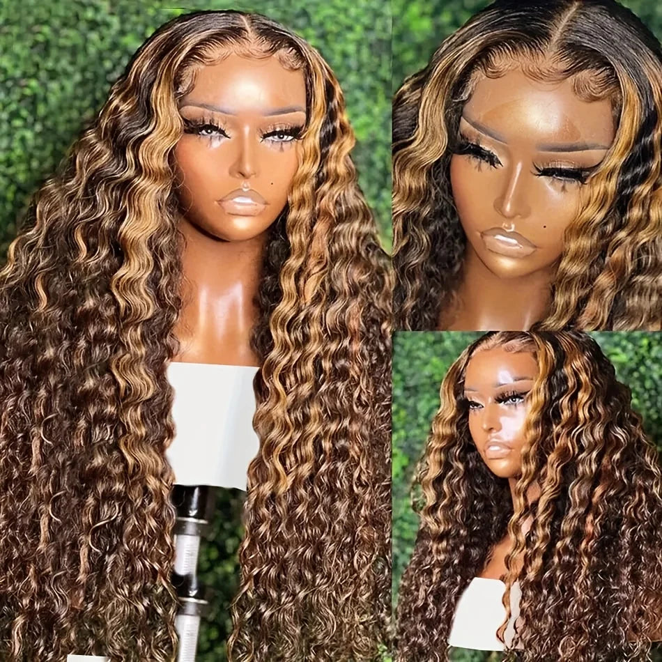 13x4 HD Lace Frontal Wig P427 Highlight Wig Human Hair Water Wave Lace Front Wig 30 Inch Brazilian Deep Wave 13x6 Lace Front wig