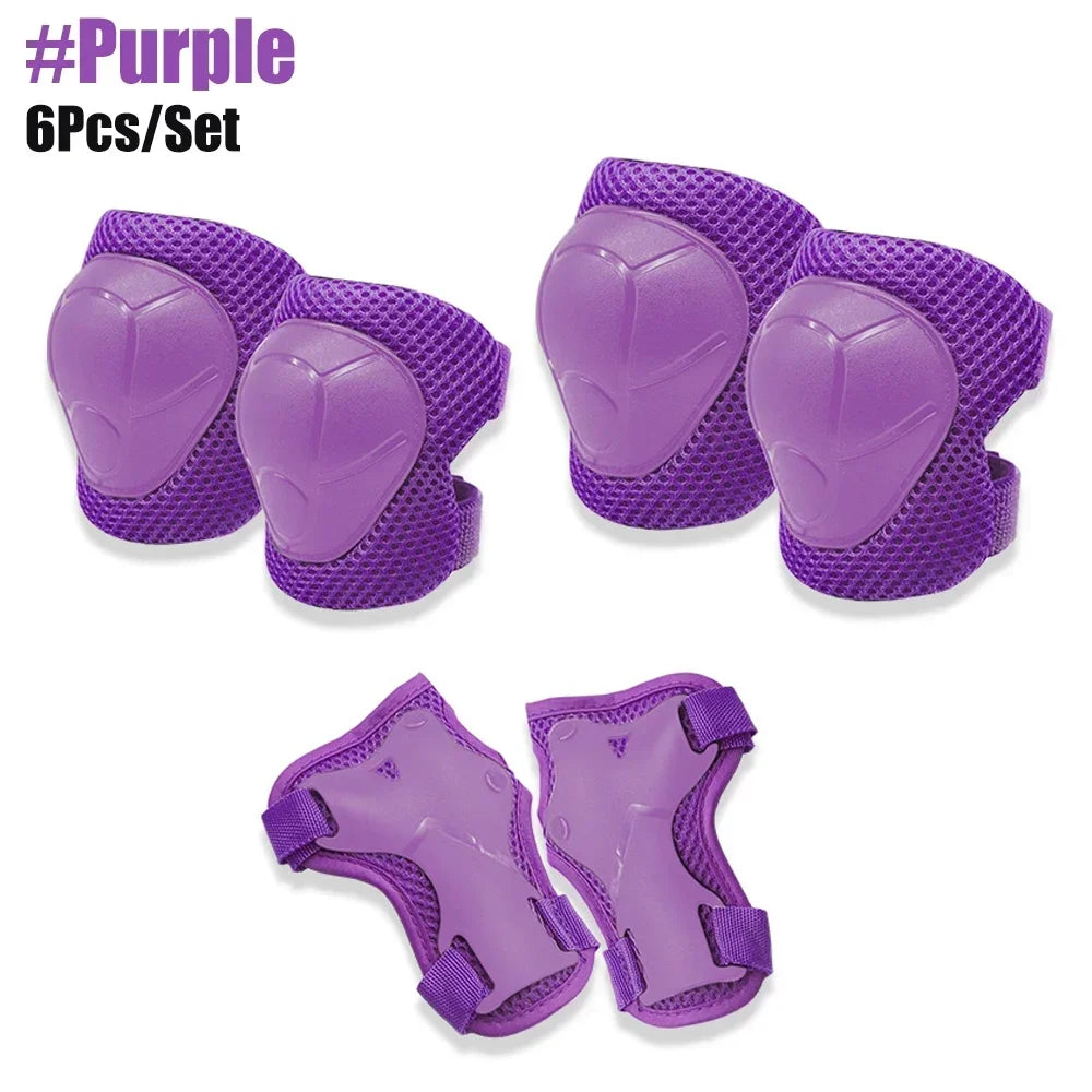 6PCS Kids Protective Gear Set - Knee & Elbow Pads + Wrist Guards for Toddlers 3-7 Years, Skating & Playground Safety