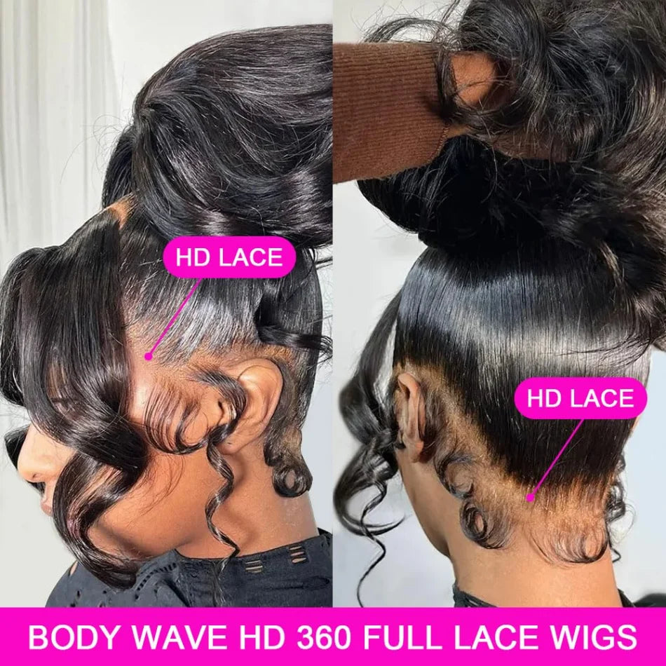 13x6 Lace Front Wigs Human Hair 180 Density Hd Body Wave Lace Frontal Human Hair Wigs For Women Glueless Pre Plucked Black Wig