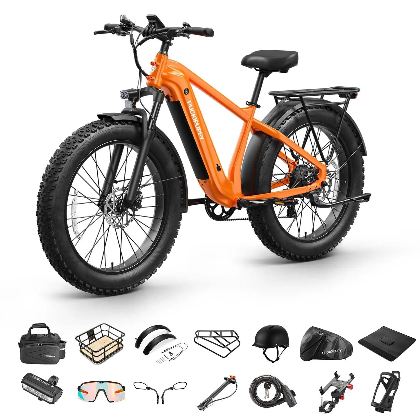 PUCKIPUPPY Beagle 2 Electric Bike With 960W Peak 26" Fat Tire Electric Mountain Bike 28MPH 48V 15AH Removable Battery Ebike
