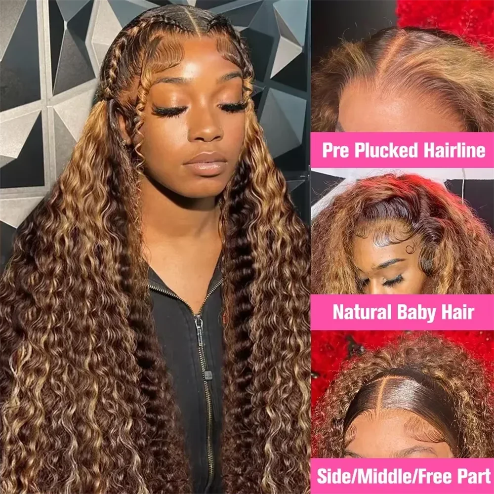 13x4 HD Lace Frontal Wig P427 Highlight Wig Human Hair Water Wave Lace Front Wig 30 Inch Brazilian Deep Wave 13x6 Lace Front wig