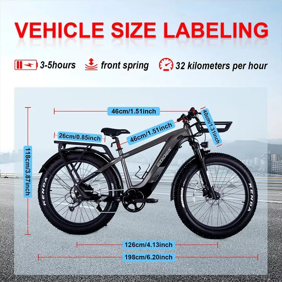 Adult electric bicycle 750W52Vdetachable battery electric bicycle 26inch thick tire front shock absorber mountain electric bicyc