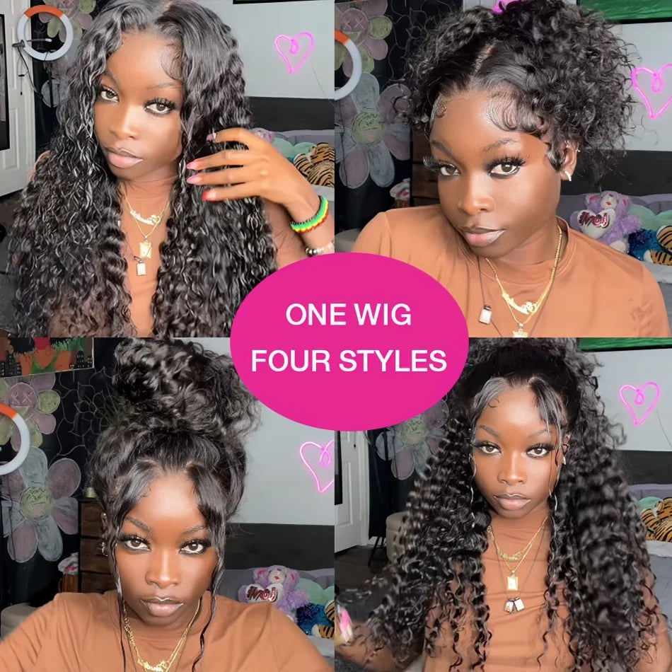 200 Density Water Wave Lace Front Wig 4x4 5x5 Lace Closure Wig 13x4 13x6 hd Lace Frontal 360 Curly Human Hair Wigs for Women