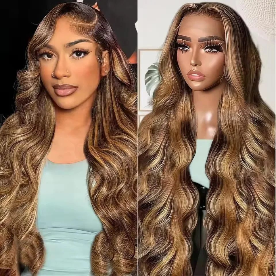 4/27 Blonde Pre Plucked Wigs 13x6 Hd Transparent Body Wave Lace Front Wig Colored Highlight Human Hair Wigs For Women Brazilian
