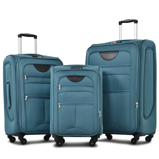 Softside Luggage Expandable 3 Piece Set Suitcase Upright Spinner Softshell Lightweight Luggage Travel Set