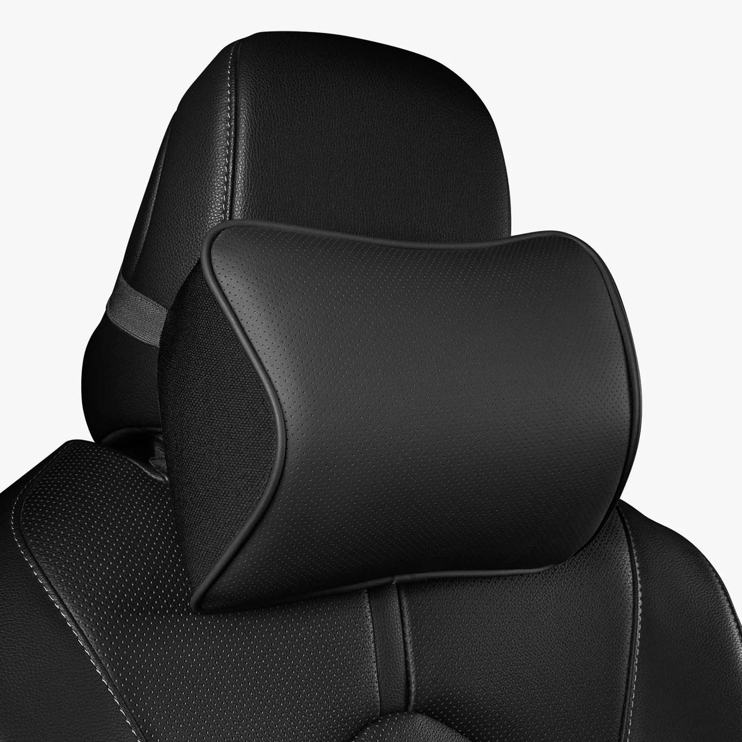 Car Neck Pillow, Softness Car Headrest Pillow for Driving with Adjustable Strap, 100% Memory Foam and Breathable Removable Cover