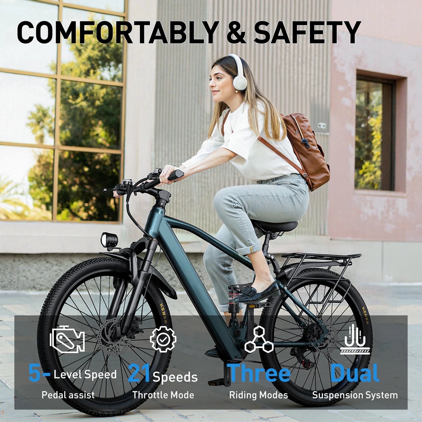 Adults Electric Bicycle, 26" 24" Electric Mountain Bike with 36V Battery Peak 500W Motor,21 Speed Ebike Electric Bike for Adults