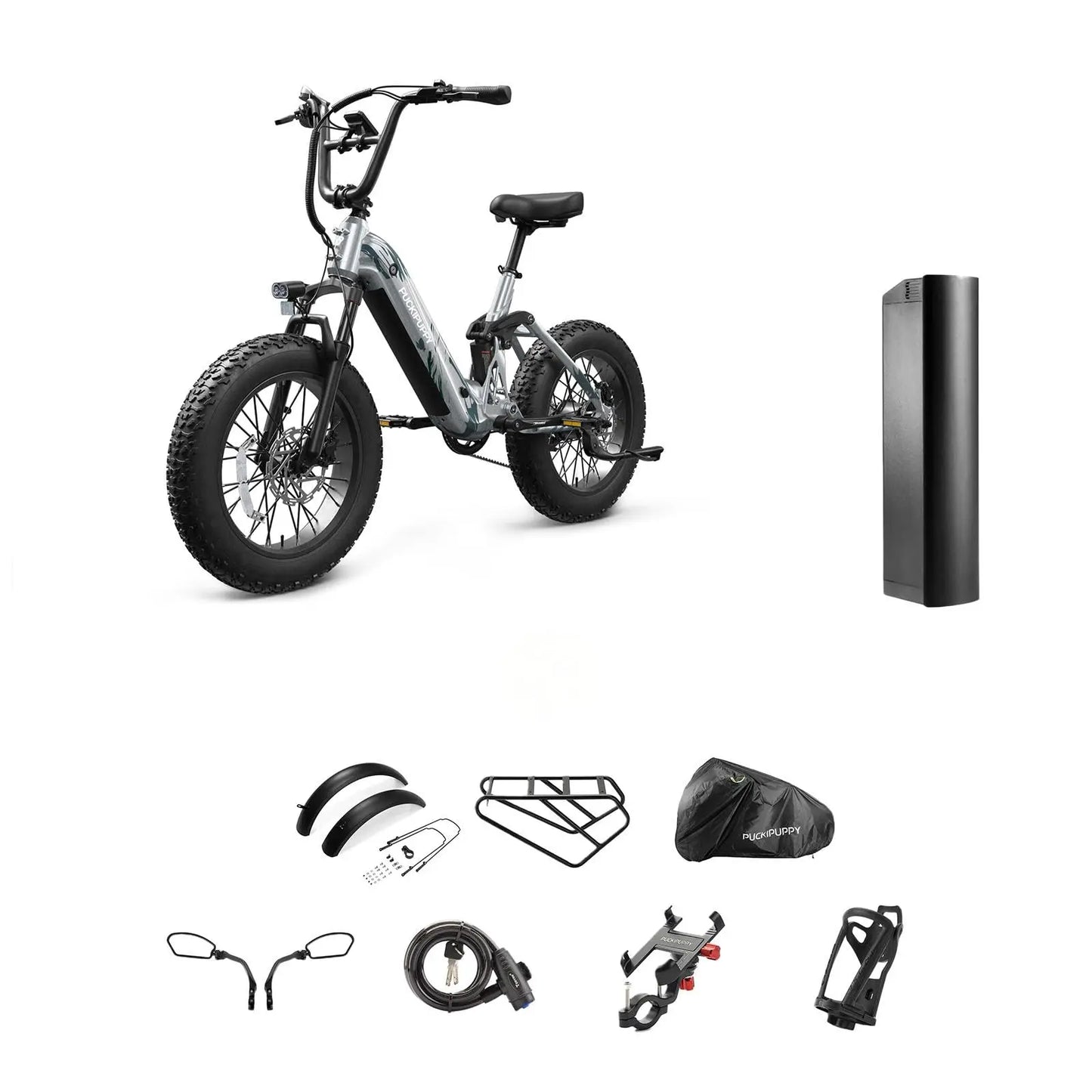 PUCKIPUPPY Corgi Electric Bike Mountain Ebike 20'' Fat Tire 960W 48V 20Ah Full Suspension Electric Bicycle with 2-Year Warranty