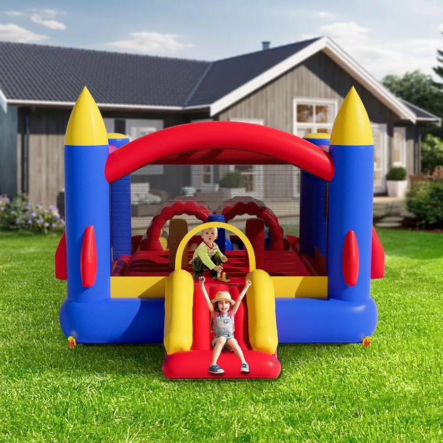 Outdoor Toys for Kids 5-12, Bounce House for Kids, Inflatable Nightclub Halloween Bounce House with Slide, Blower,160x94x96 inch