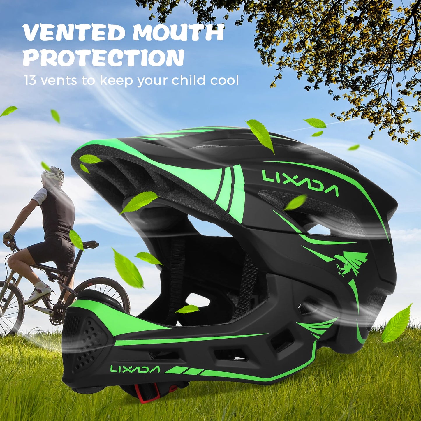 Lixada Kids Detachable Full Face Helmet Children Sports Safety Bike Helmet Protective Gear for Cycle Skateboarding Roller Skatin