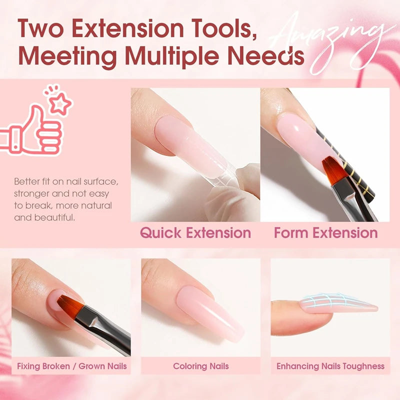 Makartt Poly Nail Gel Kit: 6 Nude Colors Solid Builder 15ML for Extension Enhancement Set with Slip Solution Base Top Coat Dual