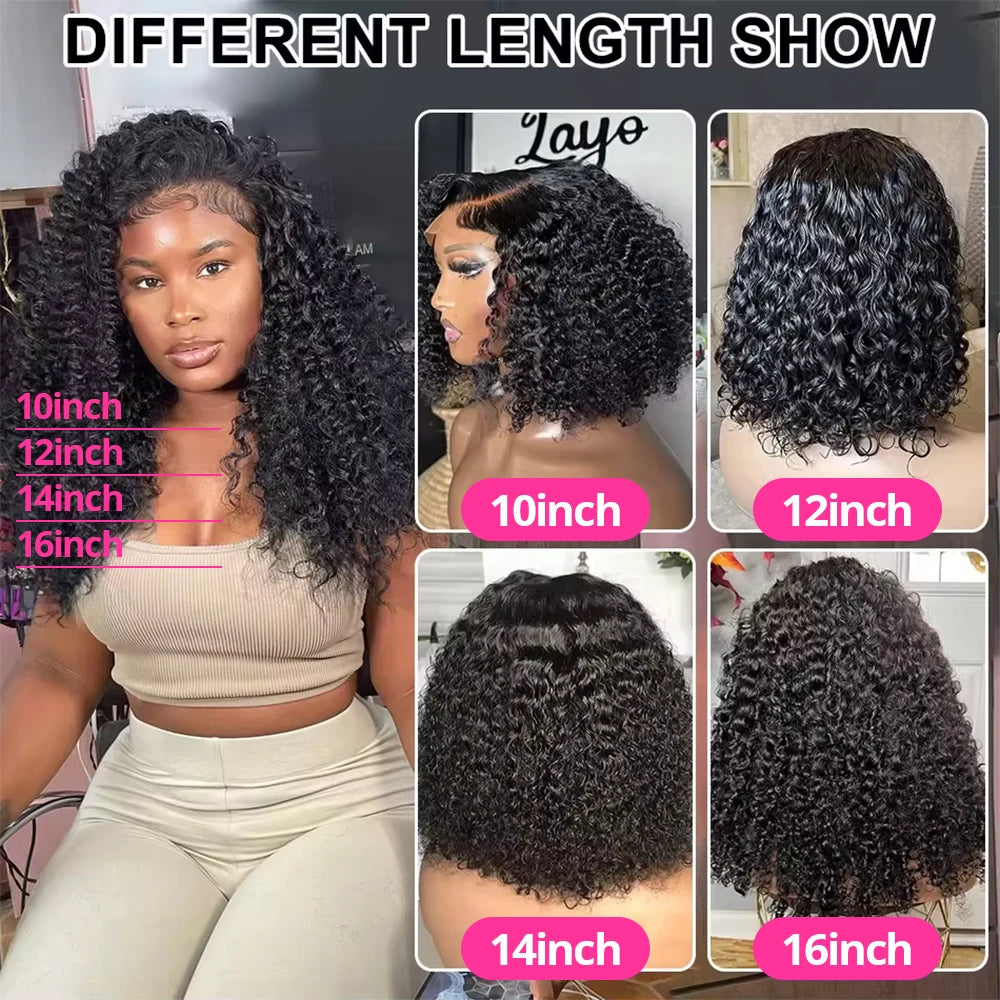 CEXXY Short Bob Wig 13x6 HD Lace Frontal Wig Jerry Curly Human Hair Wig Water Wave 13x4 Lace Remy Human Wig For Women On Sale