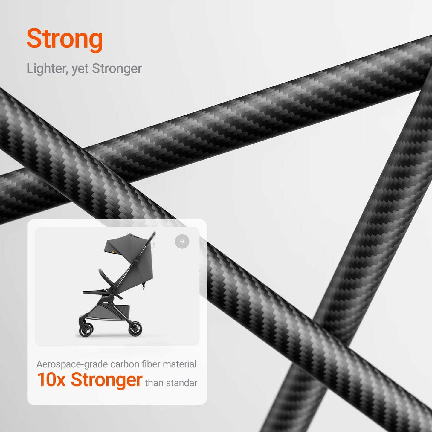 Ultra-Lightweight Travel Stroller - 9.9lbs Carbon Fiber Frame, UPF50+ Canopy & 5-Point Safety Belt(MAMAZING Ultra Air X, Black)