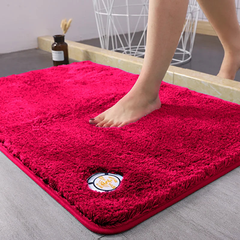 Non-slip Absorbent Bathroom Mat Long Hair Polyester Microfiber Quick Dry Nonslip Super Absorbent Bath Rug