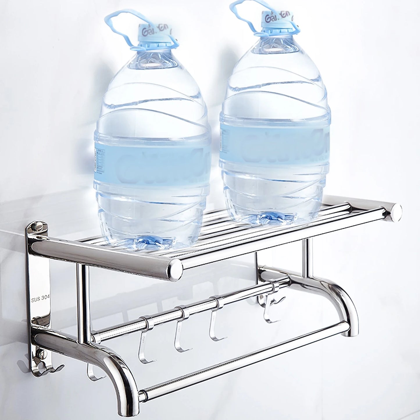 Stainless Steel Bathroom Towel Adjustable Width Holder Storage Shelf Wall Mounted Towel Rack Home Hotel Wall Shelf for Kitche