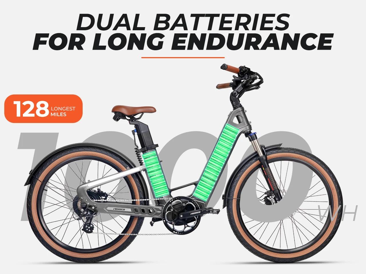 MIHOGO AIR750 Carbon Fiber T800 Electric Bike 960Wh*2 Lithium Battery E Bike Adult 26 Inch Mountain Electric Bicycle US Shipping