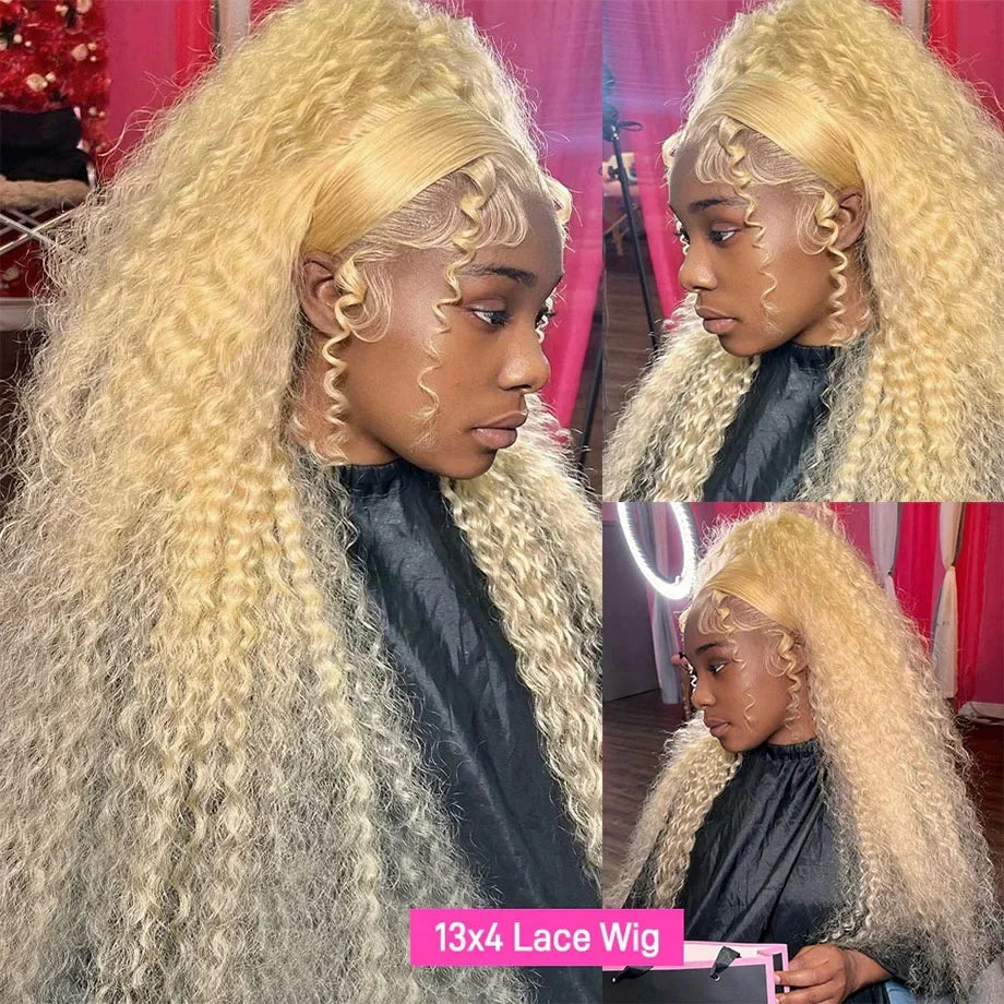 613 Lace Front Wig Human Hair Deep Wave 30 Inch 13x4 HD Transparent Lace Front Wigs 200 Density Curly PrePlucked For Black Women