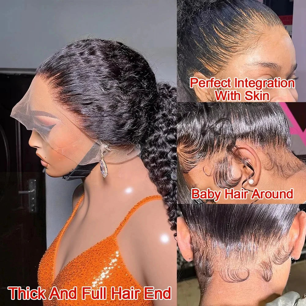 40 Inch 360 Full Lace Wig Deep Wave Frontal Wigs Brazilian Curly Human Hair Wigs Hd 360 Lace Wigs Invisible Drawstring For Women