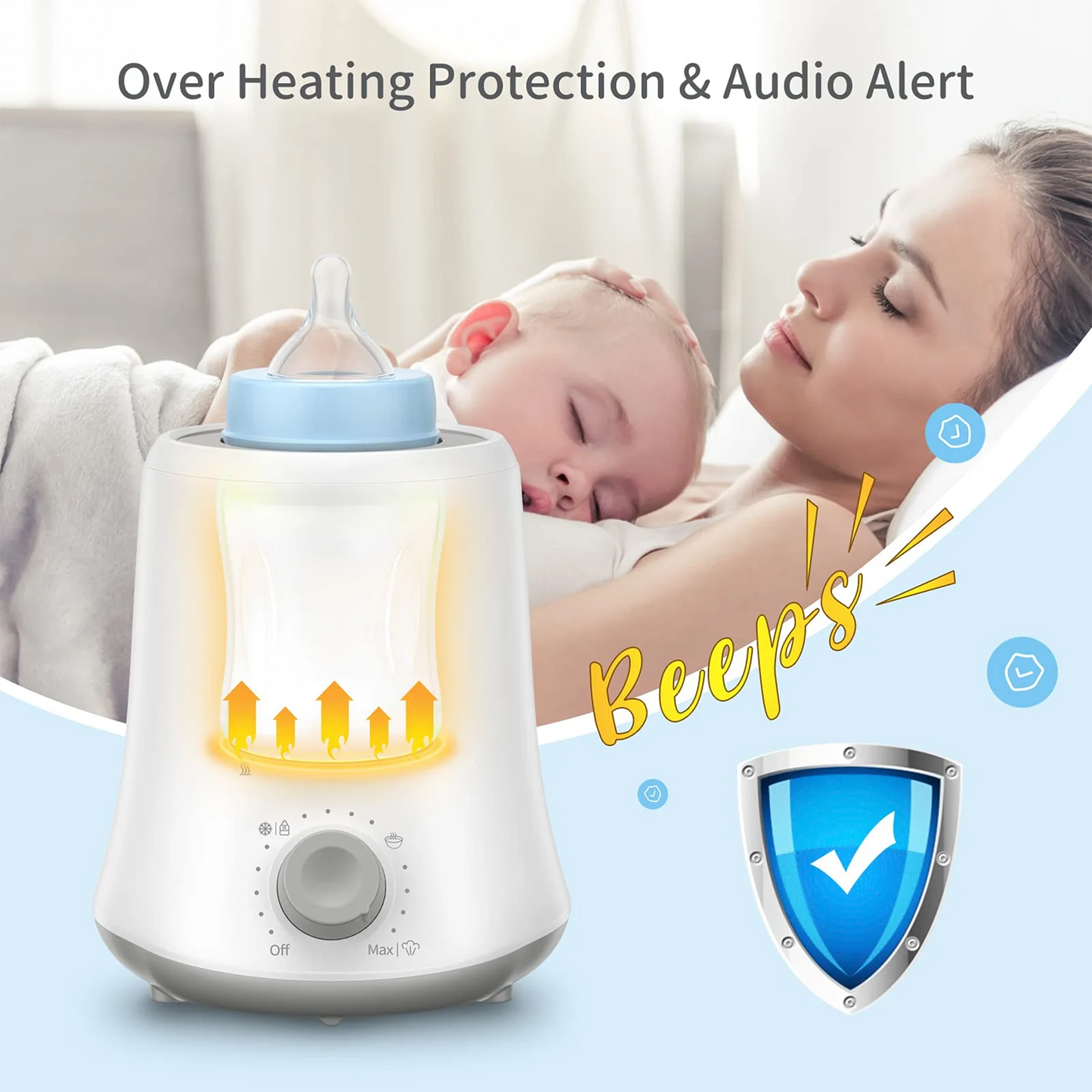 Kisdream Milk Warmer Multifunctional Baby Bottle Warmer Fast Heat Auto Shut Off Food-grade PP Stainless Steel Materials US Plug