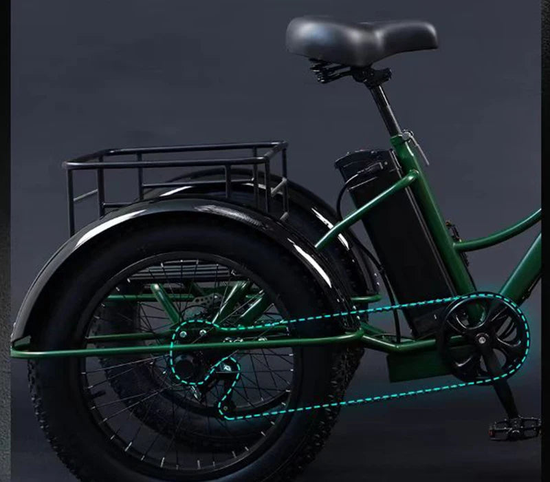24 inch Adult Electric Cargo Tricycle bike 3 wheel Fat tire bicycle scooter motorized electric tricycles E trike for transport