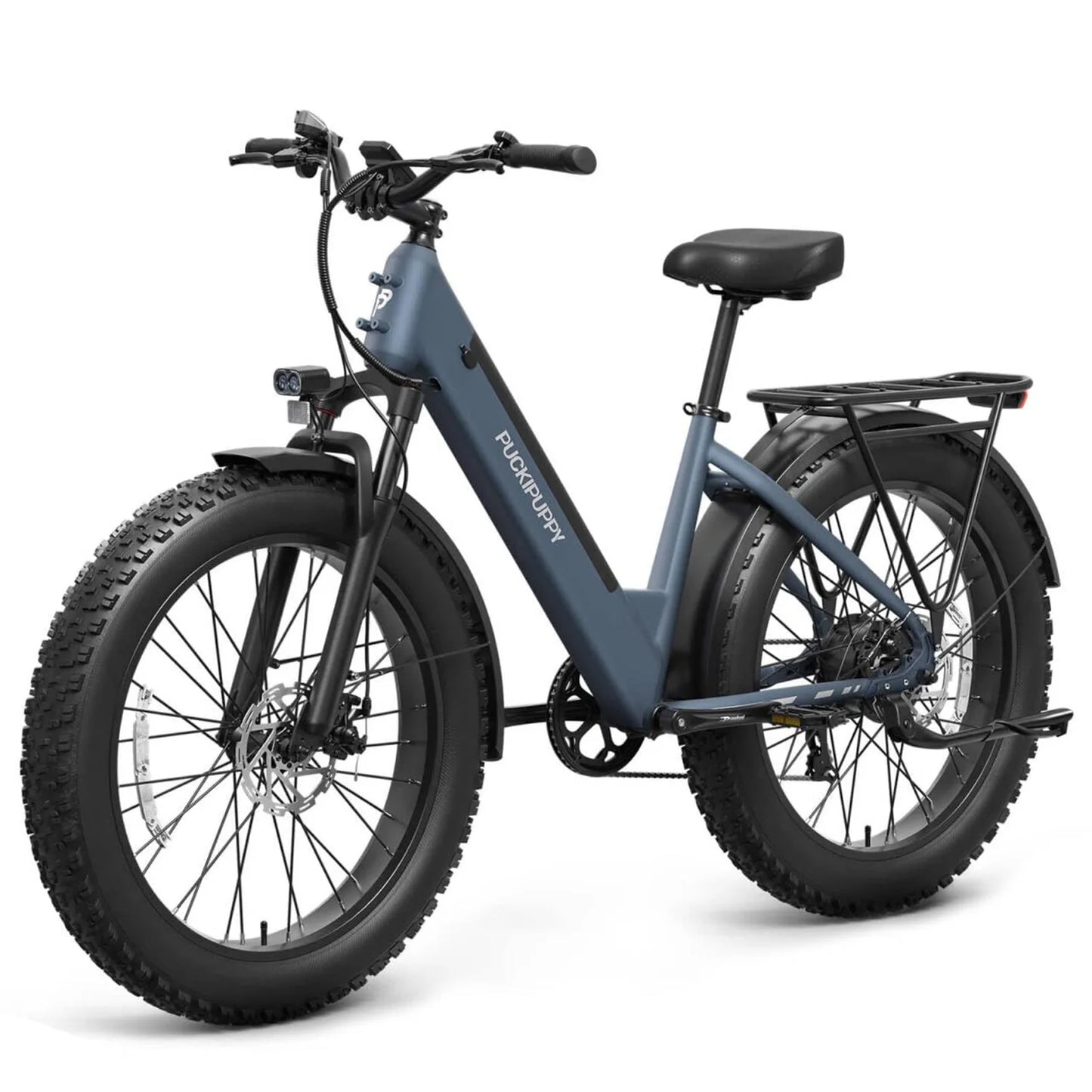 PUCKIPUPPY Electric Bike for Adults 960W Peak 48V 15AH Electric Bicycle 7 Speed All Terrain 26" Fat Tire Front Suspension E-Bike