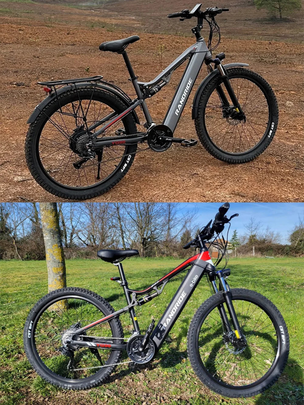 RANDRIDE YG90 1000W Electric Mountain Bike US Stock Fast Delivery 48V 17Ah Full Suspension Hydraulic Brakes E bike
