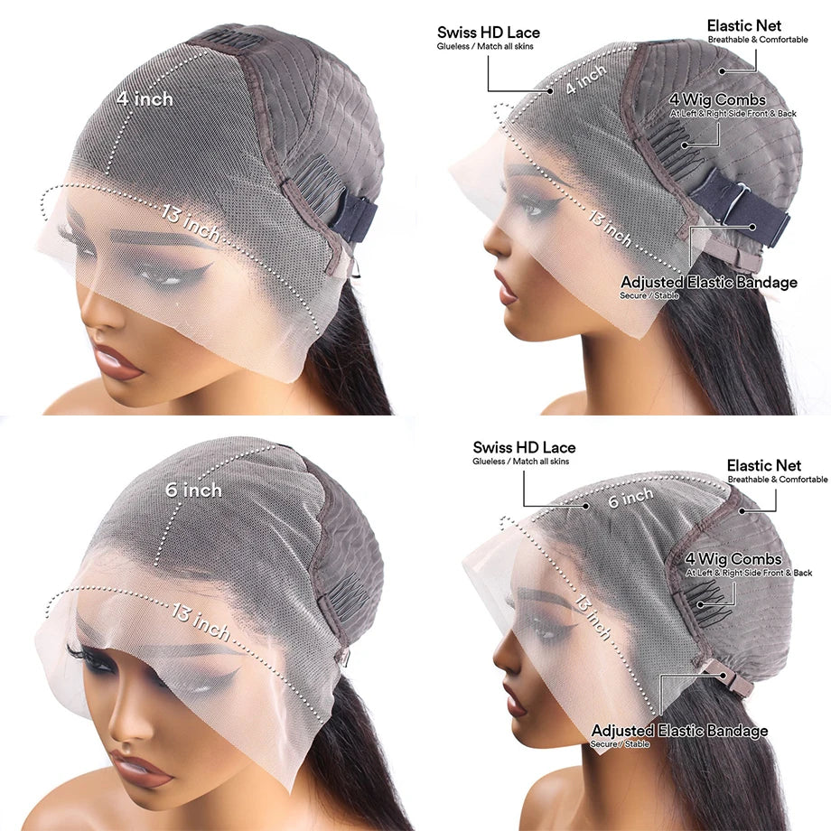 13x6 Lace Front Wigs Human Hair 180 Density Hd Body Wave Lace Frontal Human Hair Wigs For Women Glueless Pre Plucked Black Wig