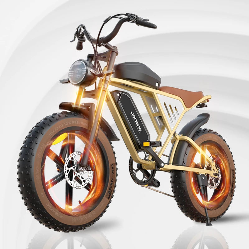 750W 48V 20" Fat Tire E-Bike, 120KM Range Dual Battery, 25° Climb, 330LBS Load, 20" Anti-Puncture Tires, Removable Battery, for