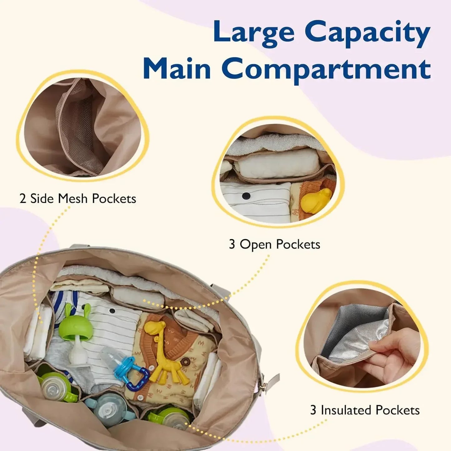 Diaper Bag Tote Large Diaper Bags Waterproof Hospital Bag for Labor Delivery Baby Bag with Pacifier CaseTravel Diaper Tote
