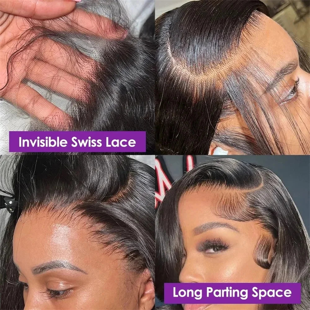 Brazilian HD Transparent 13x4 13x6 360 Body Wave Lace Front Wig Pre Plucked 100% Human Hair Wigs For Women 4x4 Lace Closure Wig