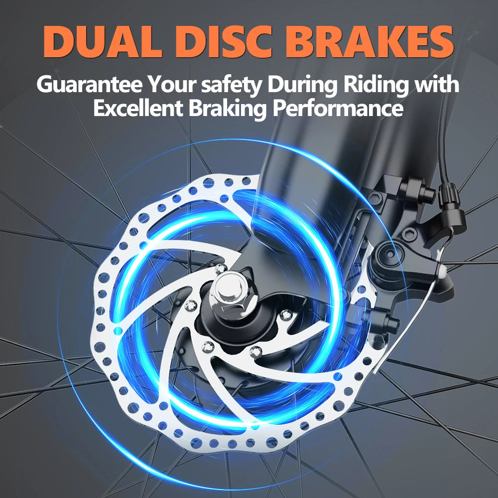 Electric Bike for Adults，20'' 1500W Peak Ebike, Up to 50 Miles 32MPH Electric Mountain Bike with 48V 20AH Removable Battery