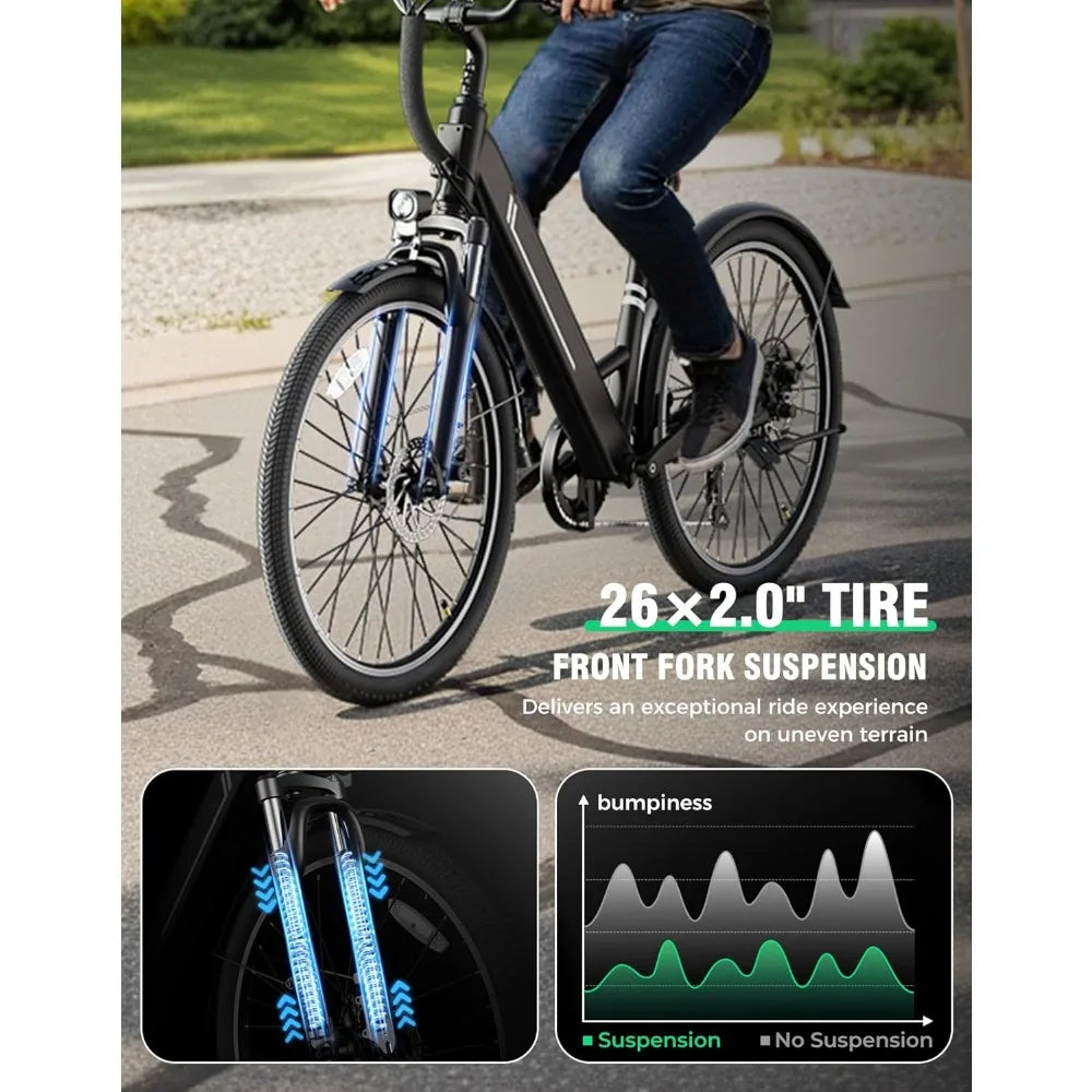 Electric Bikes for Adults,1000W Electric Bike, 26" Ebikes for Adults with 375Wh Removable Battery, 25MPH&40Miles, Customized