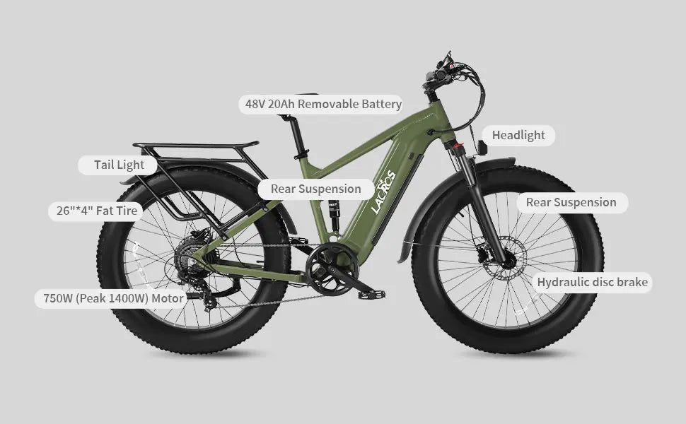 Lacros Thunder adult E-bike，750W city ebike，48V20AH Electric Bicycle，26 Fat Tire E-Mountain bike