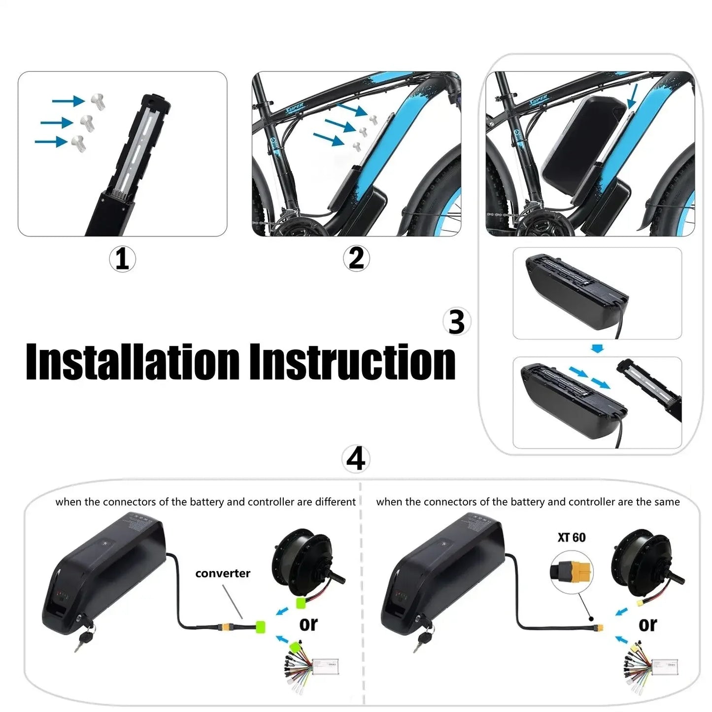Hailong e-Bike Battery 36V 48V 20000mAh 20Ah Mountain Bicycle 18650 Electric Bateria Pack for Bafang 1500W 1000W 750W 500W