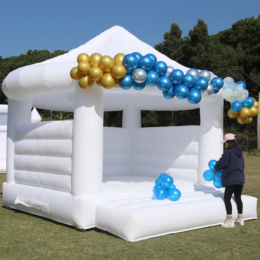 14ft Commercial white inflatable trampoline castle children's toys children's playground Holiday Birthday Party