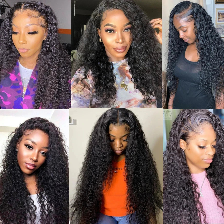 Kinky Curly Wigs Human Hair Wig 13x6 HD Lace Frontal Wig Brazilian Deep Water Wave HD Lace Front 100% Human Hair Wigs For Women
