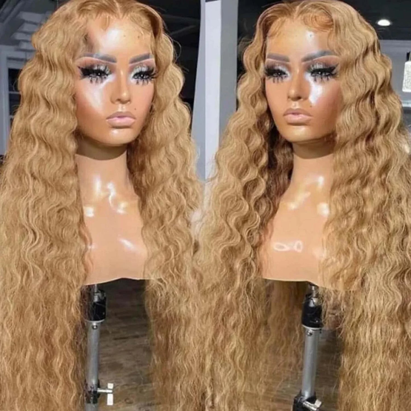 200% Density Lace Front Wig Human Hair 13X6 27 Deep Wave Honey Blonde HD Lace Frontal Curly Wigs For Women Human Hair Wig sale