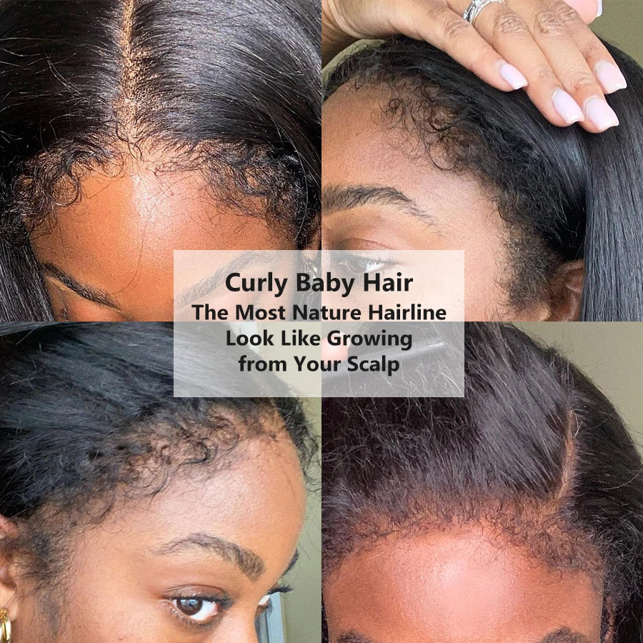 4C Edges Curly Baby Hair Wig Body Wave 13x6 HD Lace Frontal Wig Loose Wave Lace Front Human Hair Wigs 250% Full Hair Lace Wigs