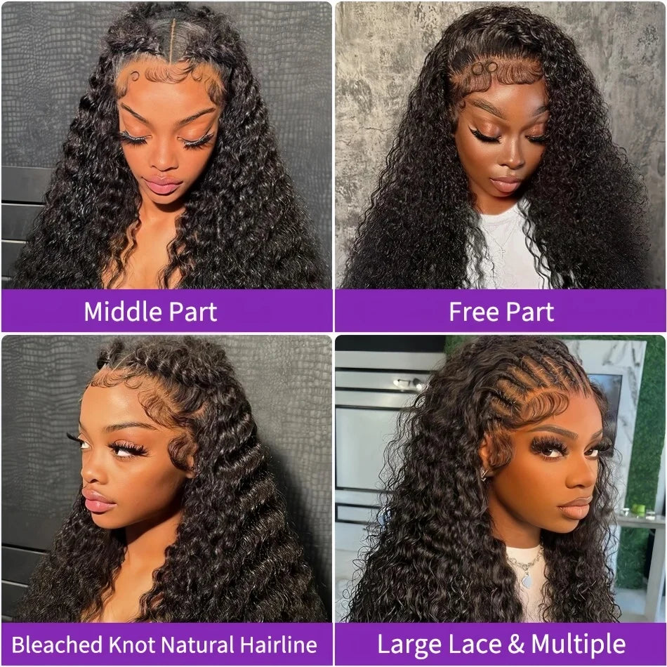 200 Density Water Wave Lace Front Wig 4x4 5x5 Lace Closure Wig 13x4 13x6 hd Lace Frontal 360 Curly Human Hair Wigs for Women