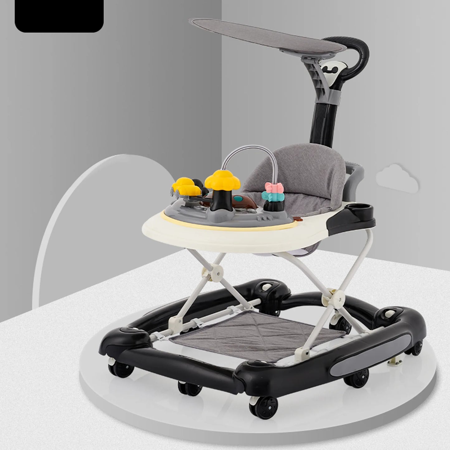 Baby Multi-Functional Comfortable Walker With Awning Anti-Rollover Adjust And Shake The Walker Foldable Baby Walker For Boy Girl