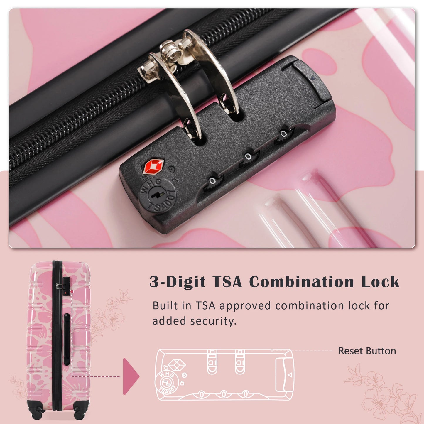 Hardshell Luggage Sets 3 pcs Spinner Suitcase with TSA Lock Lightweight-20"+24"+28" Luggages